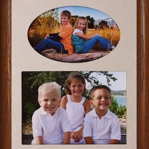 8x10 Double Collage Photo Frame w/Cream Mat and Frame ~ Holds a 4x6 and a 5x7 Photo ~ Gift for Mom & Dad or Grandma, Grandpa from Grandkids