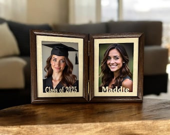 Personalized Hinged Graduation Frame, 5x7,  Class of 2026 (Or Any Year) Graduate Frame Grandparent and Parent Gift