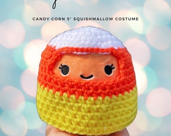 Digital Crochet Pattern for  5” Squishmallow Candy Corn Costume, Crochet Costume Pattern, Halloween Costume, Candy Corn Halloween Amigurumi