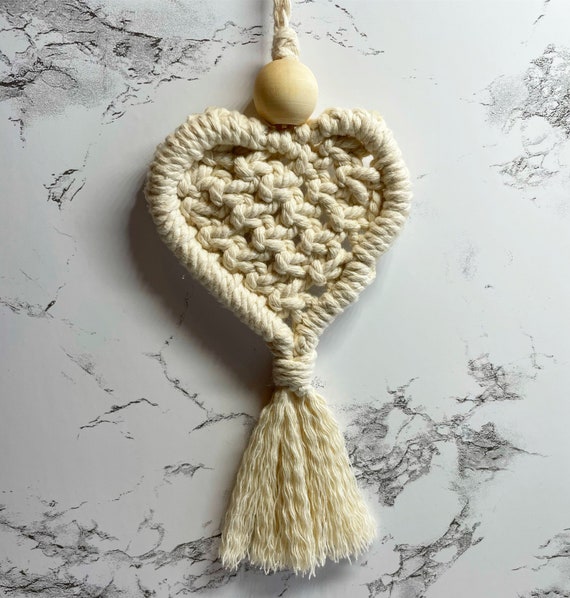 Heart Shaped Macrame Wall Hanging Ornament Valentines Day Etsy