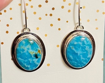 Kingman Turquoise and Sterling Silver Dangle Earrings