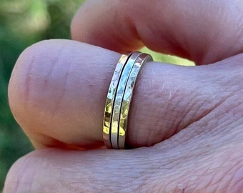 Hammered Stacker Ring, Sterling Silver or Gold Filled