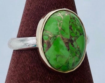 Green "Golden Grass" Turquoise Ring