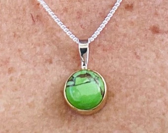 Brass and Turquoise “Golden Grass” Pendant Necklace
