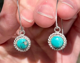 Hubei Turquoise and Silver Threader Dangle Earrings