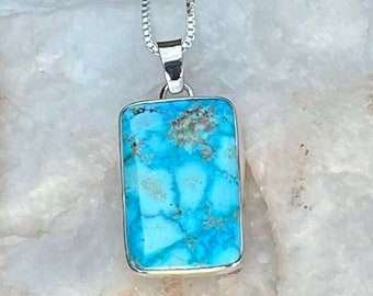 Kingman Turquoise and Sterling Silver Pendant Necklace