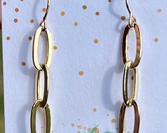 14ky Gold Filled Paperclip Chain Earrings - 6 mm link