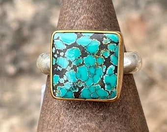 Tibetan Turquoise and 14ky Gold Filled Ring