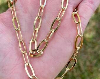Paperclip Chain 14ky Gold Filled Adjustable Chain Necklace