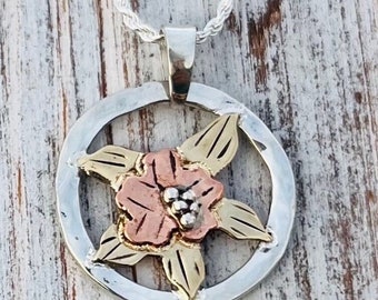 Circle “Colorado Columbine” Pendant Necklace