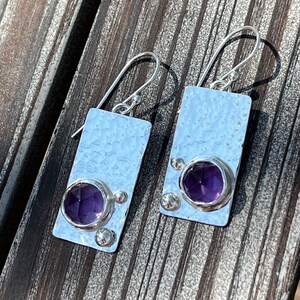 Amethyst and Sterling Silver Dangle Earrings