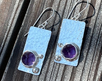 Amethyst and Sterling Silver Dangle Earrings