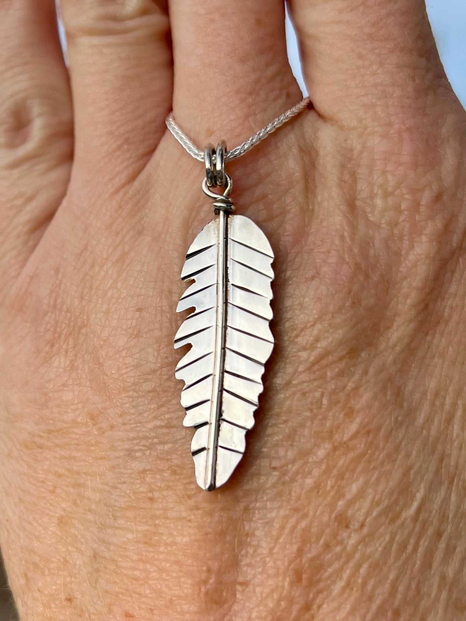 Feather Necklace in Sterling Silver - Etsy Feather Necklace in Sterling Silver - Etsy