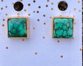 Tibetan Turquoise and 14ky Gold Fill Stud Earrings
