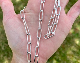 Paperclip Chain Sterling Silver Adjustable Chain Necklace