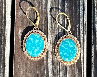 Kingman Turquoise and 14k Gold Fill Dangle Earrings