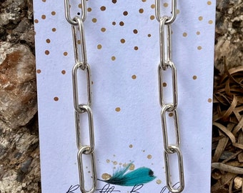 Sterling Silver Paperclip Chain Earrings - 6 mm link