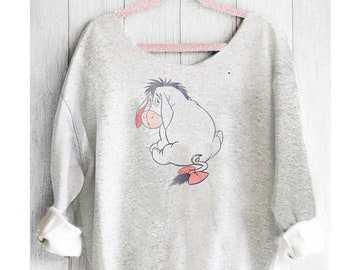 EEYORE. Eeyore sweatshirt. Eeyore shirt. Off shoulder sweatshirt. Eeyorer sweatshirt. Winnie the Pooh. Pooh shirt. PinkLemonadeApparel