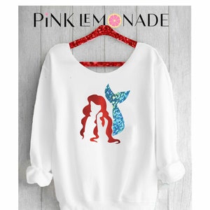 THE LITTLE MERMAID. Ariel Sweatshirt. Off shoulder sweatshirt.Disney Mermaid sweatshirt. Disney sweatshirt. Pink lemonade apparel.