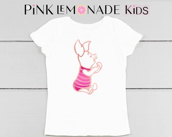 PIGLET.Winnie the pooh Kids T-shirt. Disney kids shirts.Piglet kids Shirt.Piglet t-shirt.Kids Disneyland shirt. Pink Lemonade Apparel