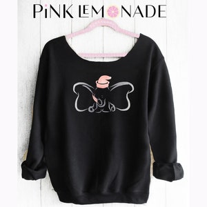 DUMBO. Dumbo Sweatshirt. Off shoulder sweatshirt. Dumbo sweater. Disney sweater. Made by Pink lemonade apparel.