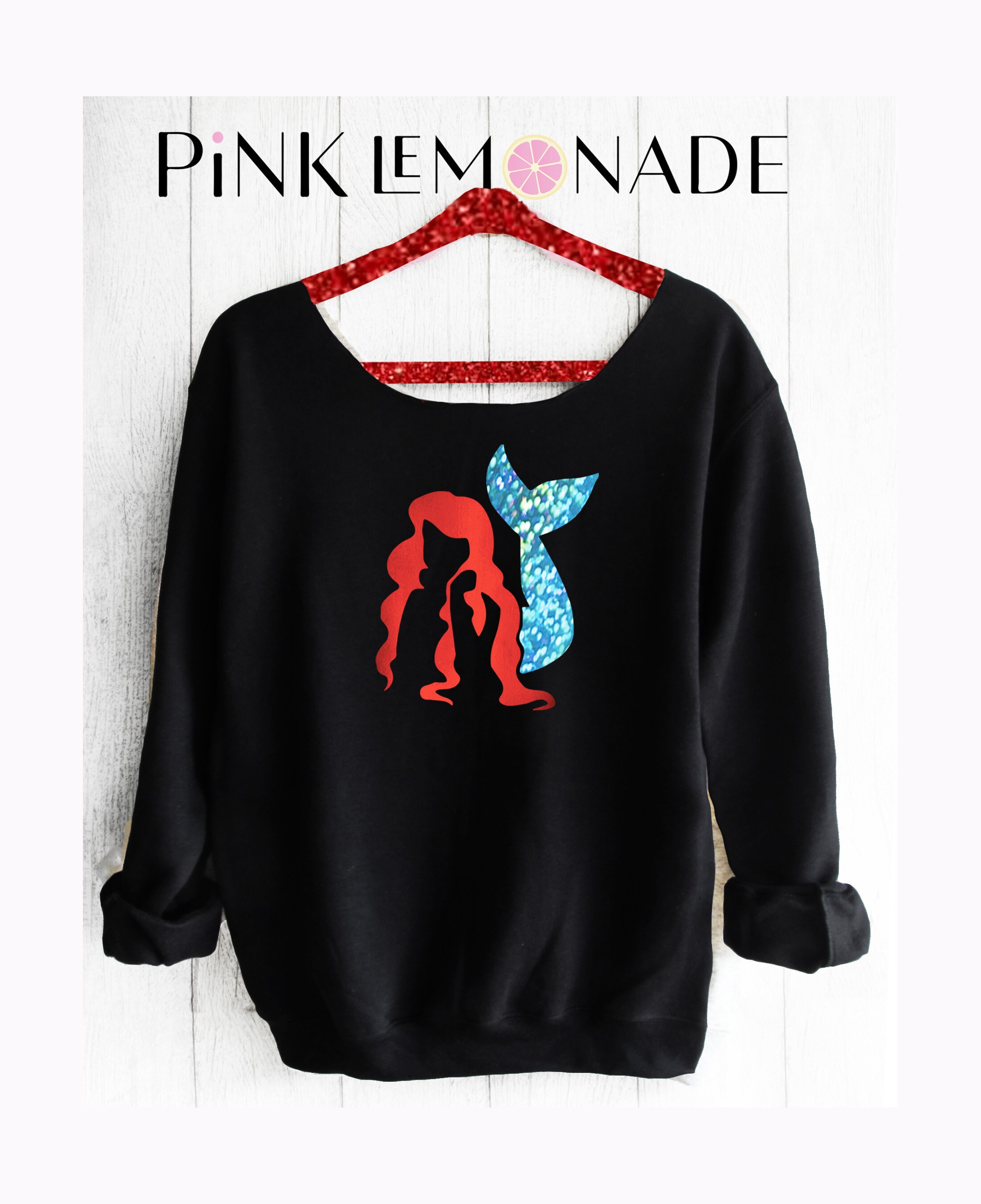 THE LITTLE MERMAID. Ariel Sweatshirt. Off shoulder sweatshirt.Disney Mermaid sweatshirt. Disney