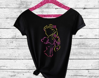 RAPUNZEL. Disney Off shoulder shirt.Rapunzel t-shirt. Princess shirt.Disney Family shirts.Off shoulder shirt.Tangled. Pink Lemonade Apparel.