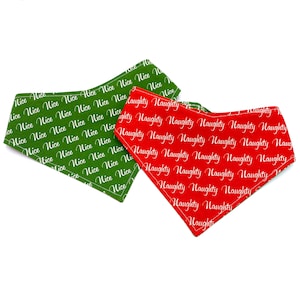 Naughty or Nice - Pet Bandana - adjustable - reversible - dog bandana - cat bandana - stitches & sass - Holiday Bandana - Funny - Cheeky