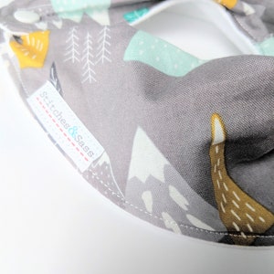 Misty Mountains, Waterproof Bandana Bib Bib Baby Teething Drool Bib Slouch Bib Mountain Trees Gender Neutral Stitches and Sass image 3