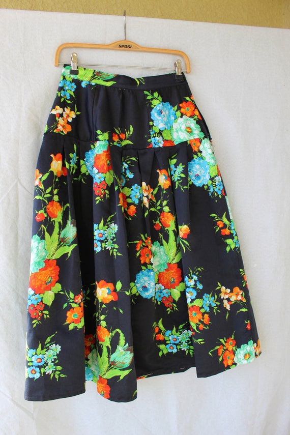 Vintage Flower Midi Skirt Women Floral Midi Skirt Womens 70s | Etsy