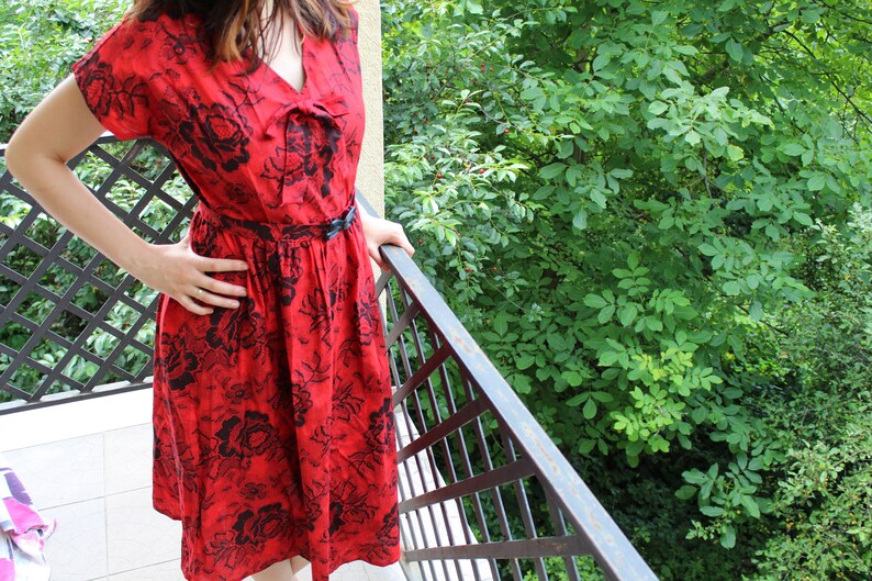 Nouvelle robe rouge d'été vintage romantique romantique | Etsy