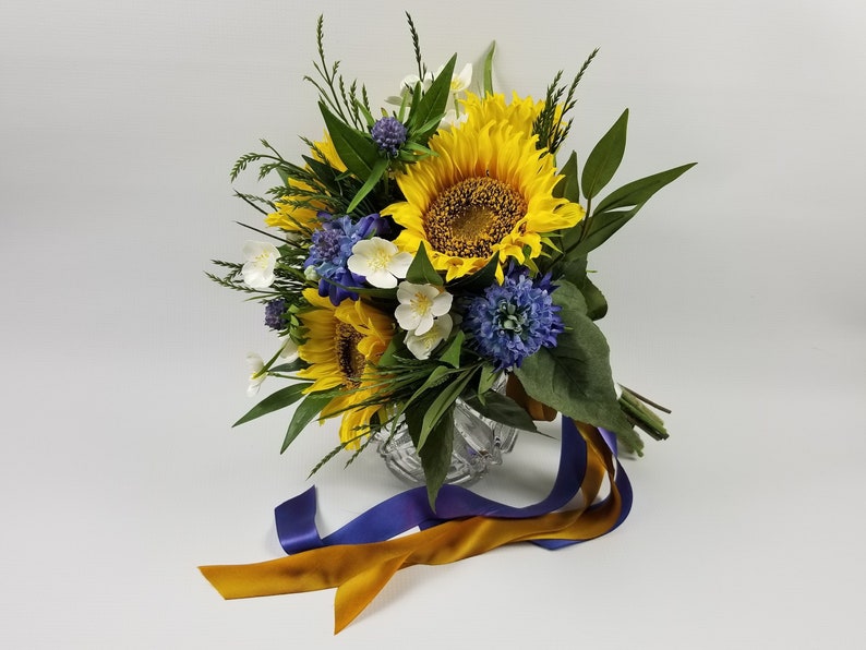 Sunflower Bouquet Silk Wedding Bouquet Sunflower Wedding Etsy
