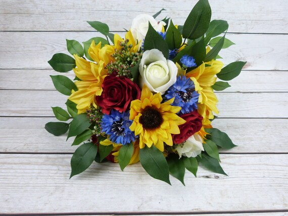 Sunflower Bouquet Silk Wedding Bouquet Sunflower Wedding Etsy