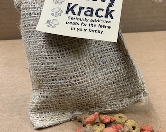 Kitty Krack Cat Treats in Burlap Bag