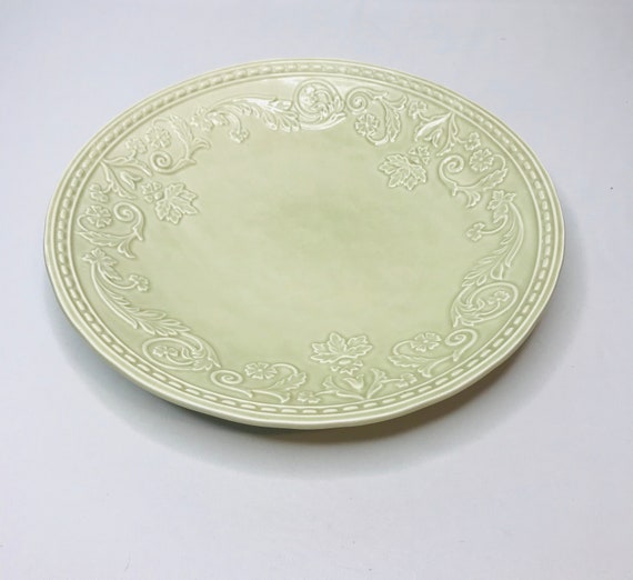 Destinos S A Large Beige Leaf Floral Scroll Design Serving Etsy