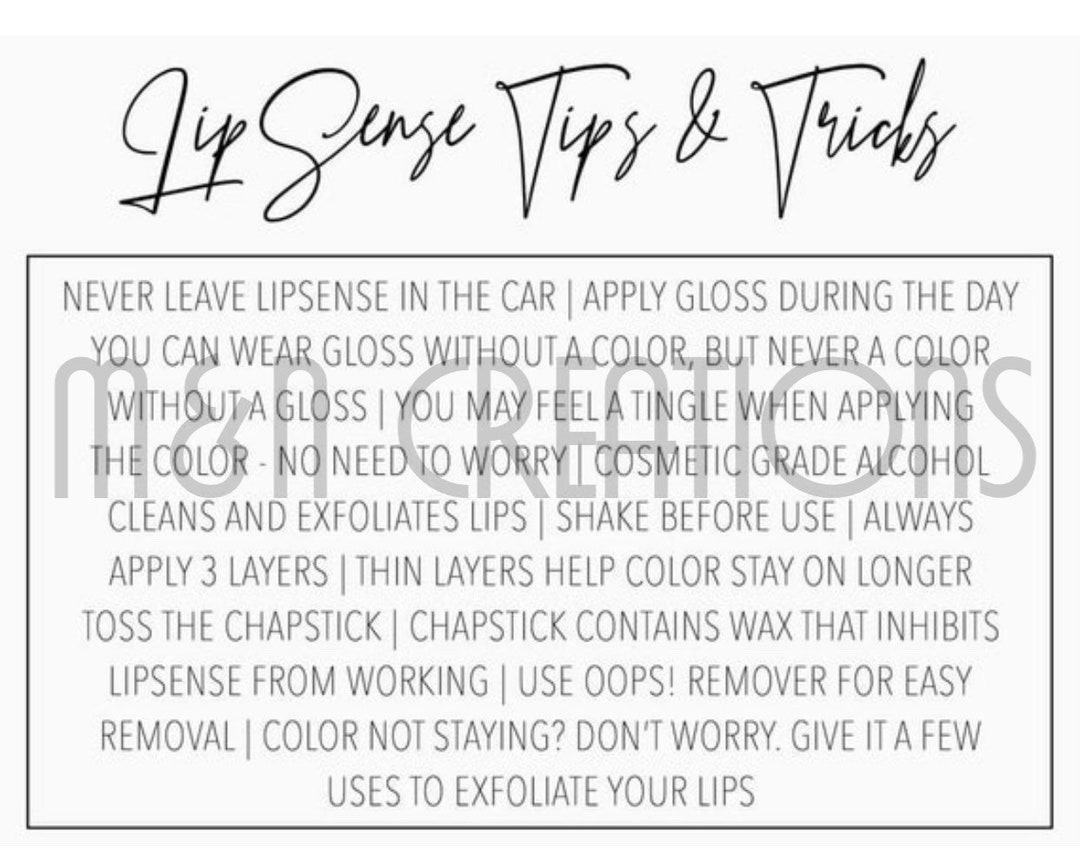 Lipsense Tips &amp; Tricks Card Digital Download Senegence Printable ...
