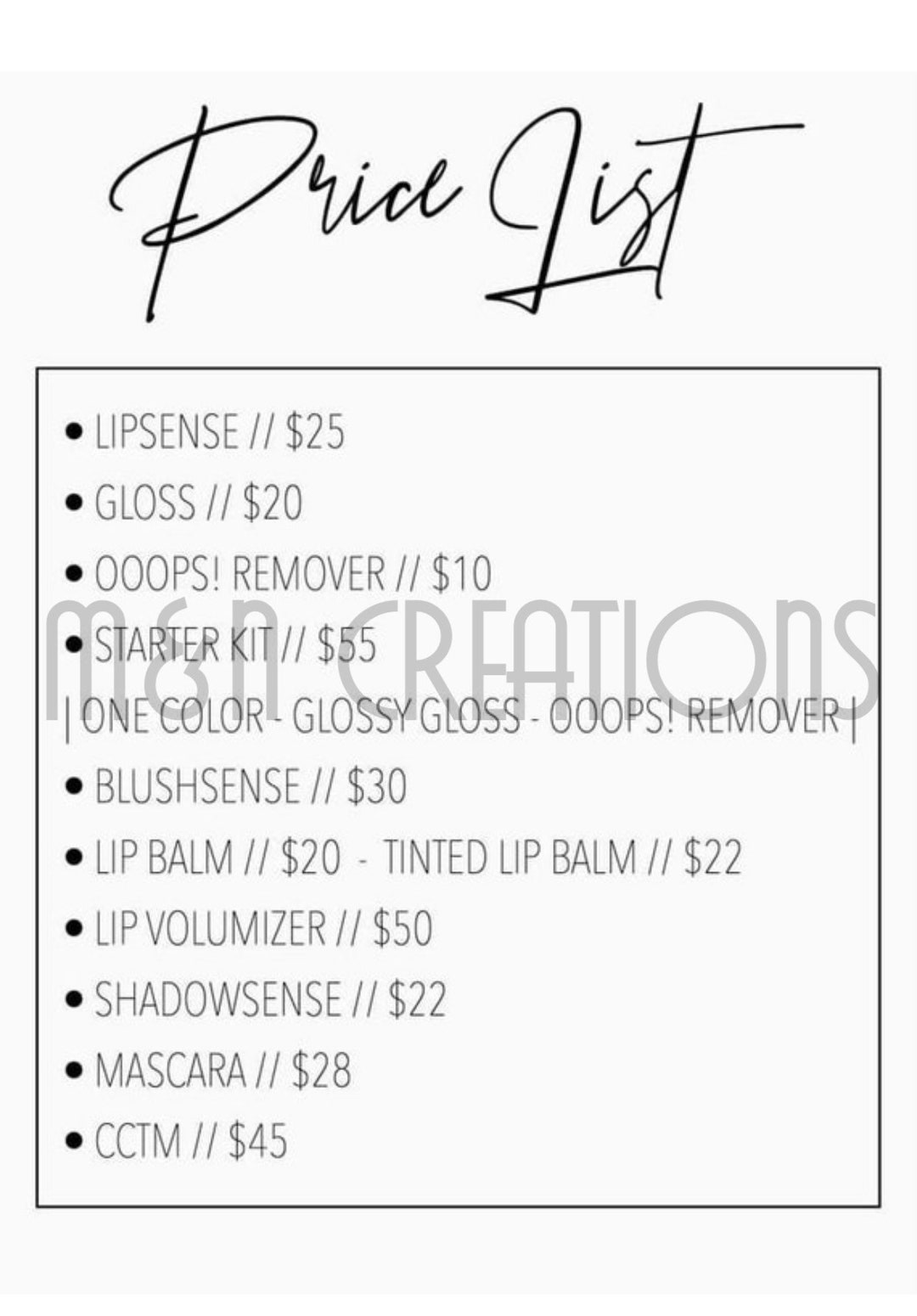 Senegence Price List Digital Download Senegence Printable Instant ...