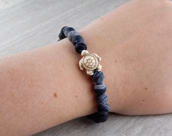 Deep Sea Stone Sea Turtle Bracelet | Sea Turtle Bracelet | Charitable Cause | Beach Bracelet | For Her | For Him | Gift