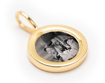 Gold Round Photo Charm, Personalize Your Own Photo, Mother's Day, New Baby, Memory Charm, Memorial, Gift for Mom, Your Pet Photo, Gold Charm