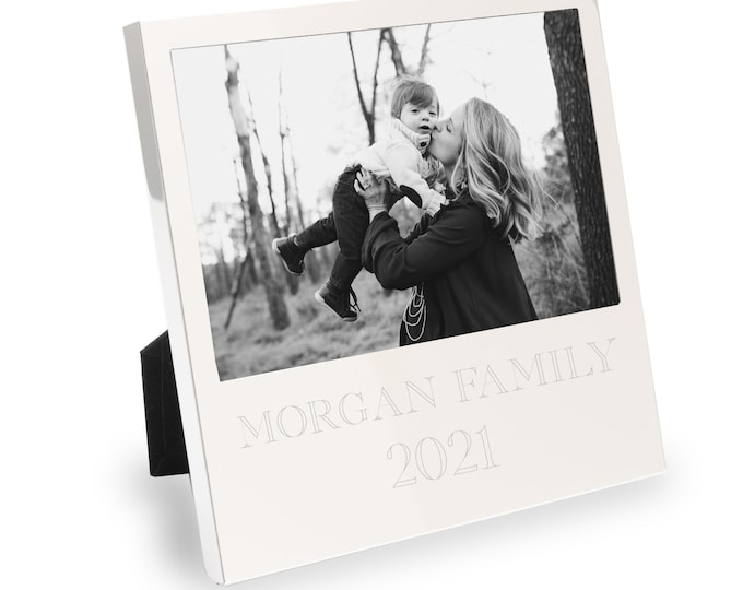 Personalized Engraved Picture Frame SILVER - 4"x6" photo- Family - Memorial - New Baby - Wedding - Engagement - Travel - Custom Text - Pet