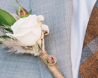 Memorial Photo Stick Pin: Custom Boutonniere Lapel Pin