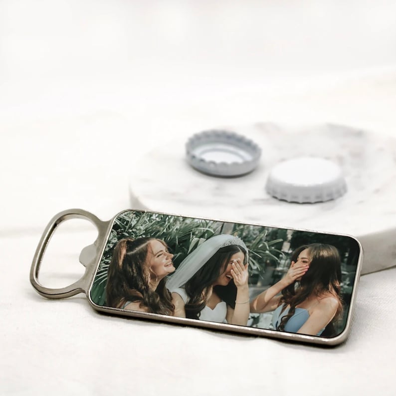 Wedding Gift BOTTLE OPENER BARWARE Your Photo Bachelor Party Groomsman gift Dad Gift Best Friend-Housewarming Beer Opener image 2