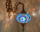 Blue Shade, Wall Sconce Lighting Turkish Lamp. Turkish Mosaic Lamp, Wall Lamp, Vanity Lights, Moroccan Lamp, Wall Sconce Lighting FREE SHIP