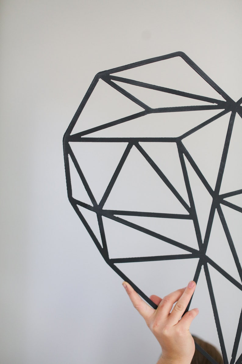Geometric Heart modern wall art metal wall art geometric Etsy