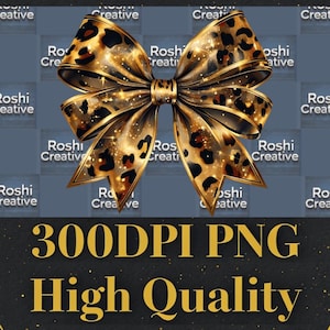 Lazo brillante con estampado de leopardo PNG - Fondo transparente / 300 DPI / Archivo digital de alta calidad