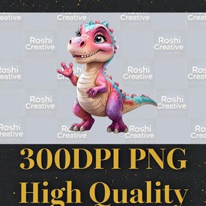 Quirky Colourful Dinosaur PNG – Fun & Cute Dinosaur Clipart – 300dpi