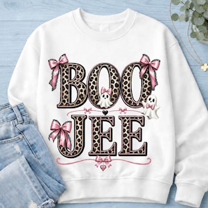 Boo Jee PNG | Leopard Print Halloween Design | Coquette Ghost Sublimation (Digital Download)