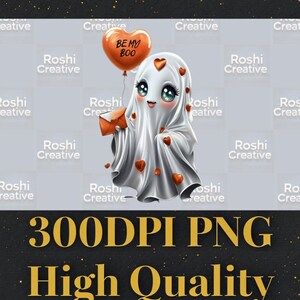 Spooky Sweetheart: Adorable Girl Ghost PNG for Valentine’s Day - Instant Download.