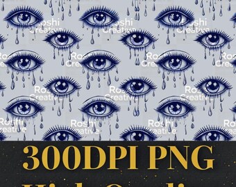 Vintage Blue Eyes PNG - Symmetrical Design - 300 DPI - High-Resolution Digital Download