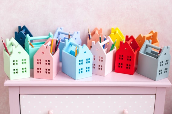 Wooden Pencil Holder Pencil Desk Organizer Present For Kids Etsy